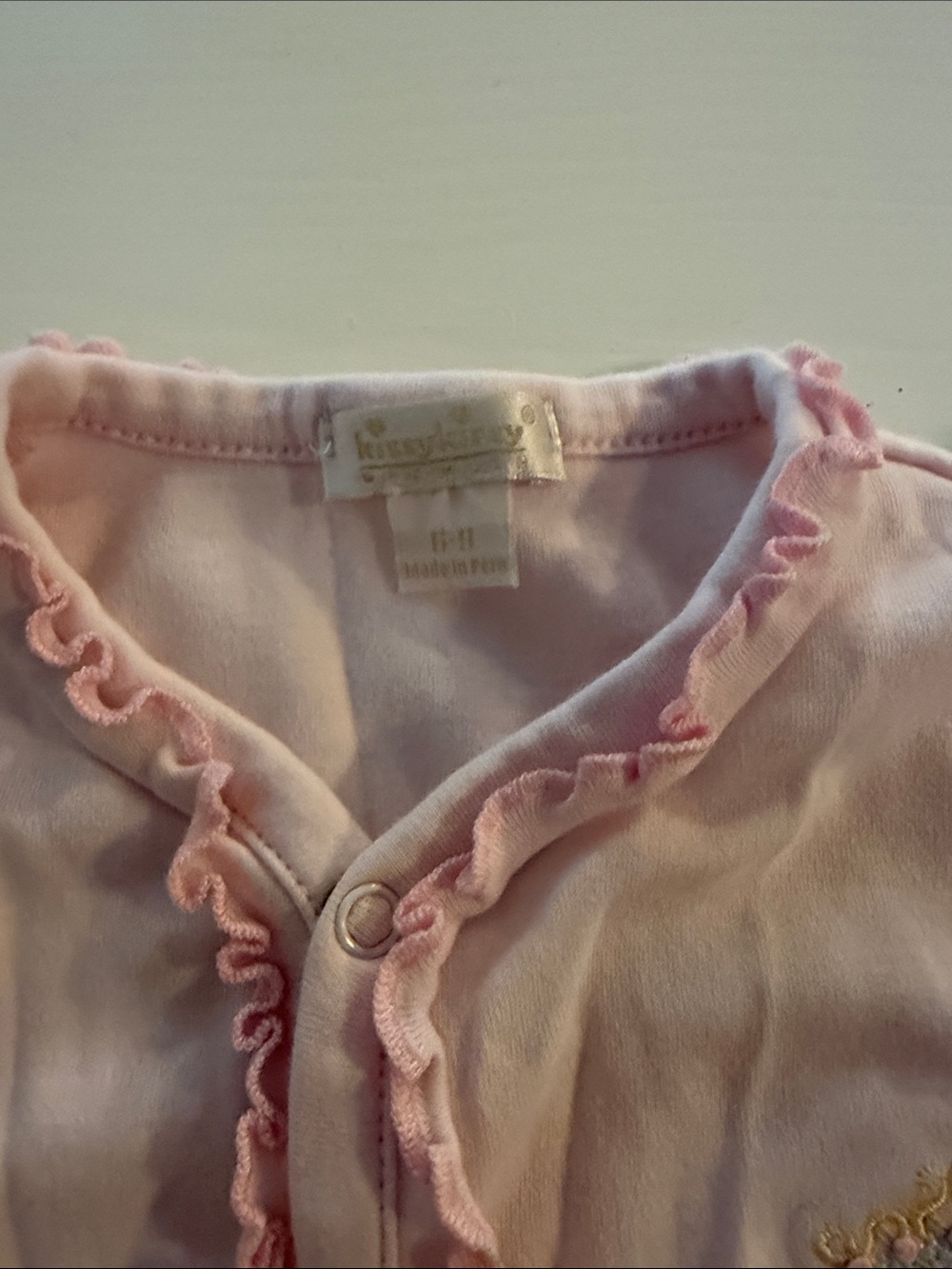 Baby Girls Pink Ruffle Footed One-Piece - Picture 2 of 4